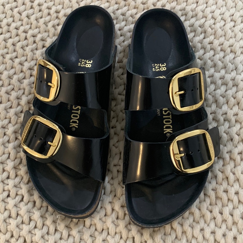 Birkenstock Arizona High Shine Big Buckle Sandal in Black